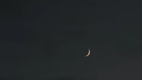 The moon is moving in the night sky. Stock Footage 164731752
