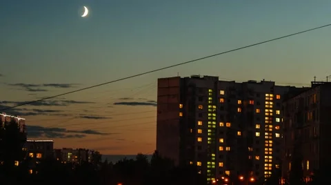 Moon moving over the city Video stock 67406611