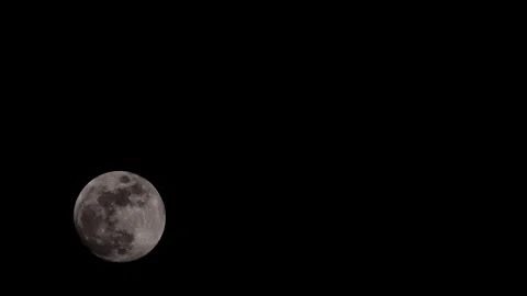 Moon at nearly full size rising in spring being passed over by cloud and Stock Footage 331577313