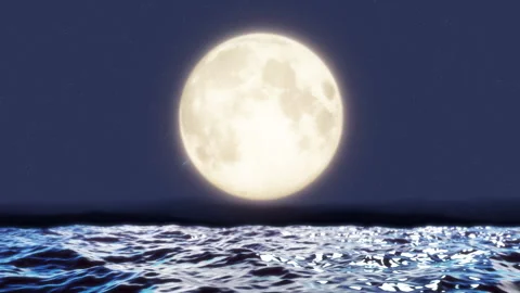 Moon Night and Wave Ocean Loop Stock Footage 243082125