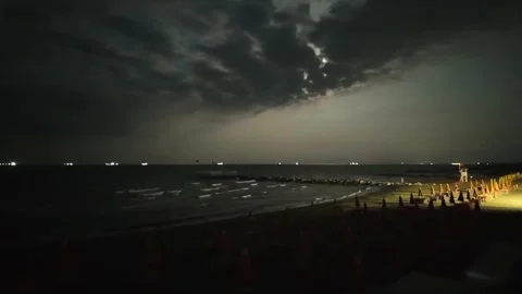 A moon at night on the beach, time lapse Stock Footage 280336001