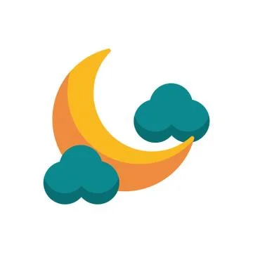 Moon night with cloud flat style icon Illustrazione stock
