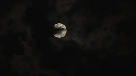 Moon at Night with Clouds Stock Footage 46217418