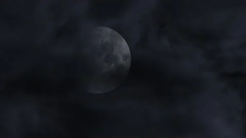 Moon in the night cloudy sky in UHD Video stock 144271109