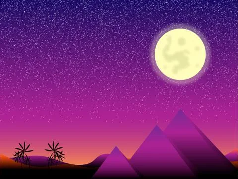 Moon night in Egypt Illustrazione stock