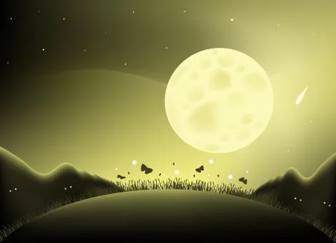 Moon night illustration Stock Illustration