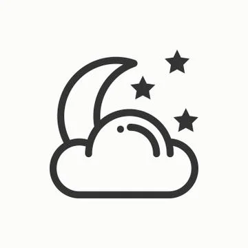 Moon night line simple icon. Weather symbols. Dream, sleep. Design element. T Stock Illustration