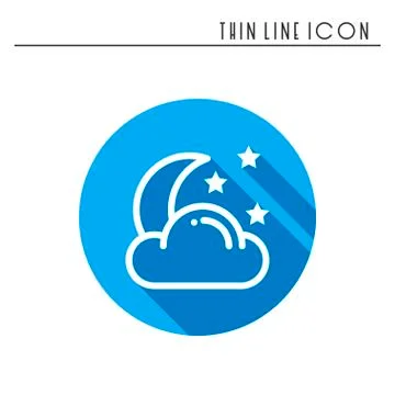 Moon night line simple icon. Weather symbols. Dream, sleep. Design element. T Stock Illustration