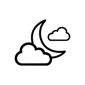 Moon night moonlight midnight line icon vector illustration logo template sui Stock Illustration
