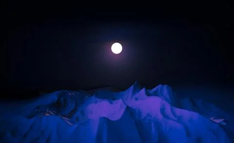 Moon in Night with Mountains image Stock Photos