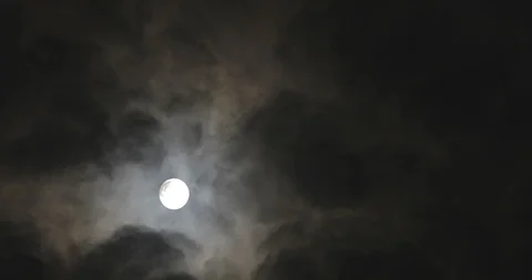 Moon at night with moving clouds Stock Footage 97945410