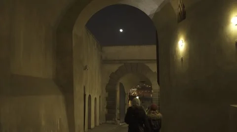 Moon Night in Prague's Old Town Stock Footage 59522480