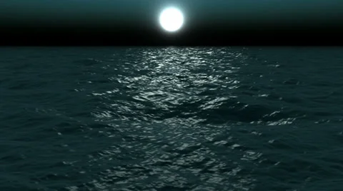 Moon night on a sea, looped Stock Footage