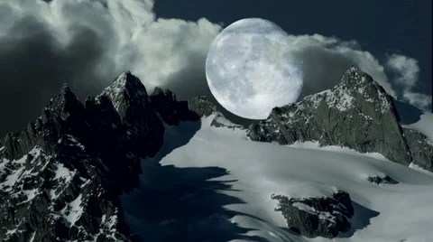 Moon night sky. mountain peak. time lapse. full moon background Video stock 37127928