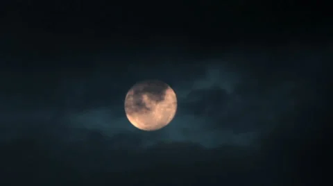 Moon In The Night Sky With Passing Clouds - Beautiful Timelapse rolling clouds Stock Footage 39162753