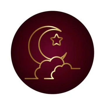 Moon night with star block gradient style icon Ilustração Stock