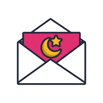Moon night with star in envelope fill style icon Stock-Illustration