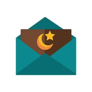 Moon night with star in envelope flat style icon Stock-Illustration