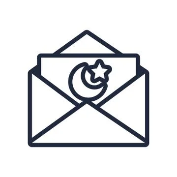 Moon night with star in envelope line style icon Stock-Illustration