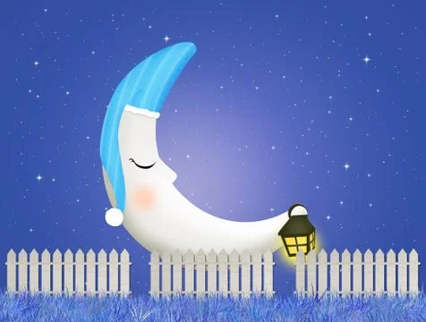 Moon with nightcap Stock Illustration