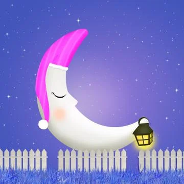 Moon with nightcap Stock Illustration