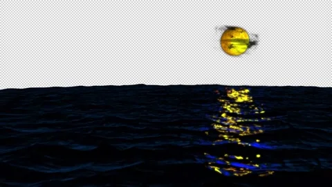 Moon on the ocean waves with glares Stock Footage 197742101