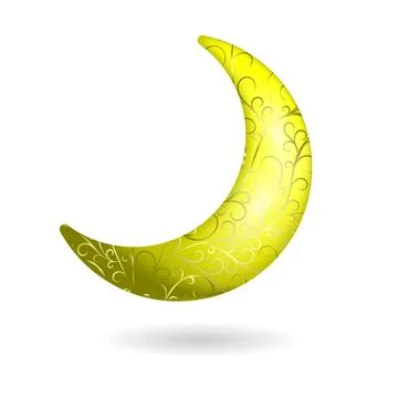 Moon with an openwork golden pattern. Golden swirls. Linear gradient, gradie Stock Illustration