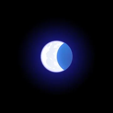 Moon or solar eclipse, shiny crescent on round aura, realistic white glowing 스톡 일러스트