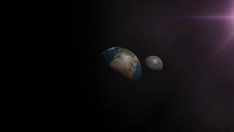 Moon orbit with Earth and Sun shine 스톡 동영상 113198673