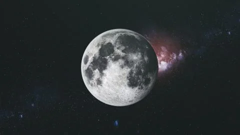 Moon orbit floodlight surface milky way background Stock Illustration