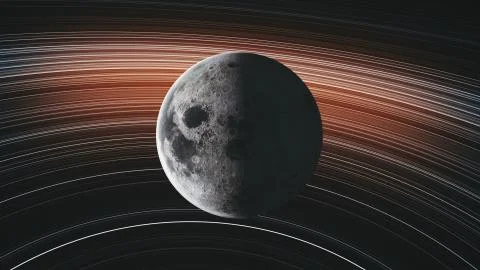 Moon orbit rotate planet close up spiral galaxy Stock Photos
