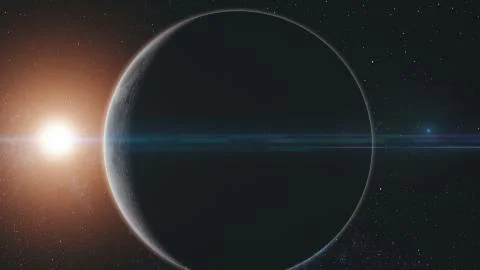 Moon orbit surface sun beam glow starry galaxy Stock Illustration