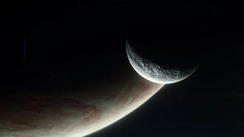 Moon Orbiting Alien Planet Stock Footage 138309471