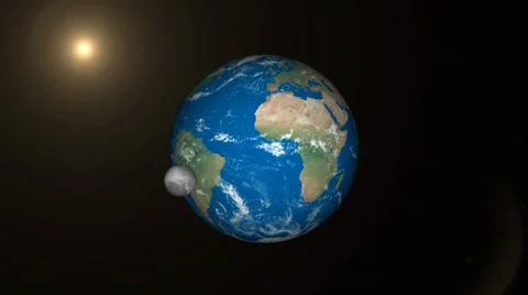Moon orbiting the earth, solar systems with sun Vídeos de archivo 39859305