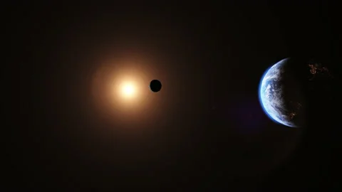 Moon orbiting the Earth in space Video stock 130234995