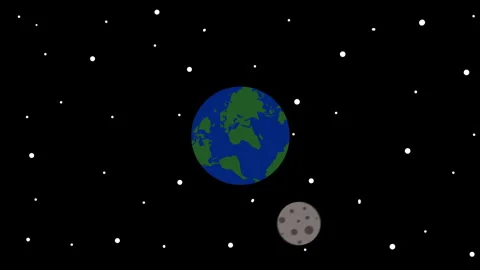 Moon orbiting planet earth in deep space animation Stock Footage 340523119