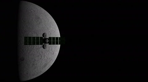 Moon with Orbiting Probe Vídeo Stock 46918525