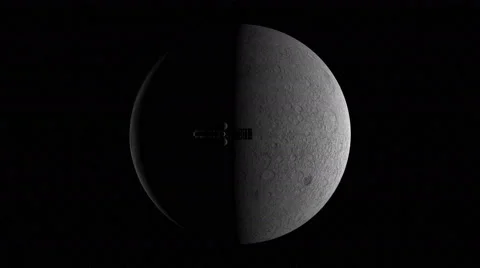 Moon with Orbiting Satellite Vídeo Stock 46808396