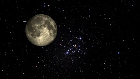 Moon Orbiting with Stars Stock Footage 90410815