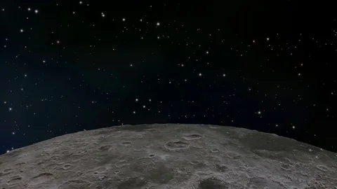 Moon orbiting through space Stock Footage 82406090