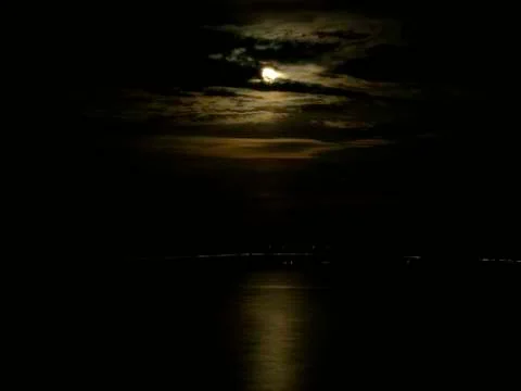 Moon over the Bay Stock Photos