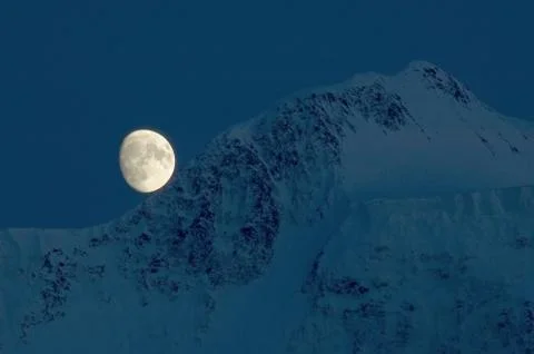 Moon over Belukha Stock Photos
