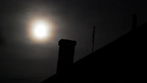 Moon over the chimney Vídeos de archivo 125737590