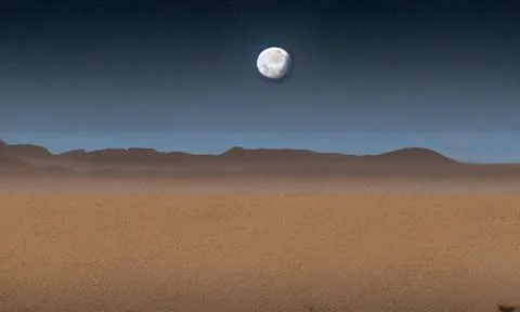 The moon over the desert at dusk Stock Illustration