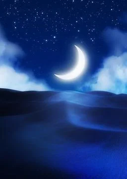 Moon over desert Illustrazione stock