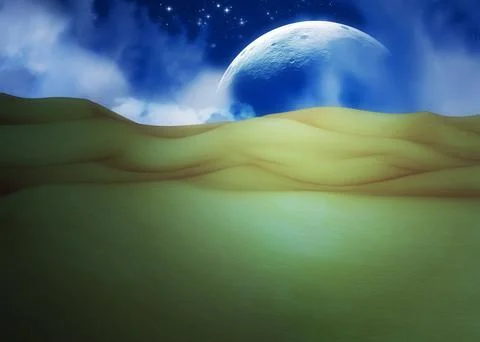 Moon over desert Ilustração Stock
