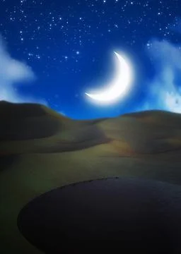 Moon over desert Ilustração Stock