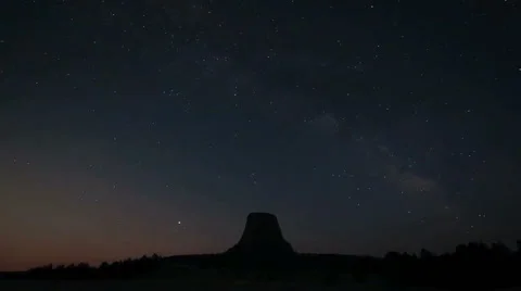 Moon Over Devil's Tower Stock Footage 54720987