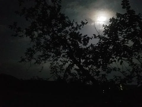 Moon over hill Stock Photos