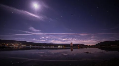 Moon over Lake Foto stock